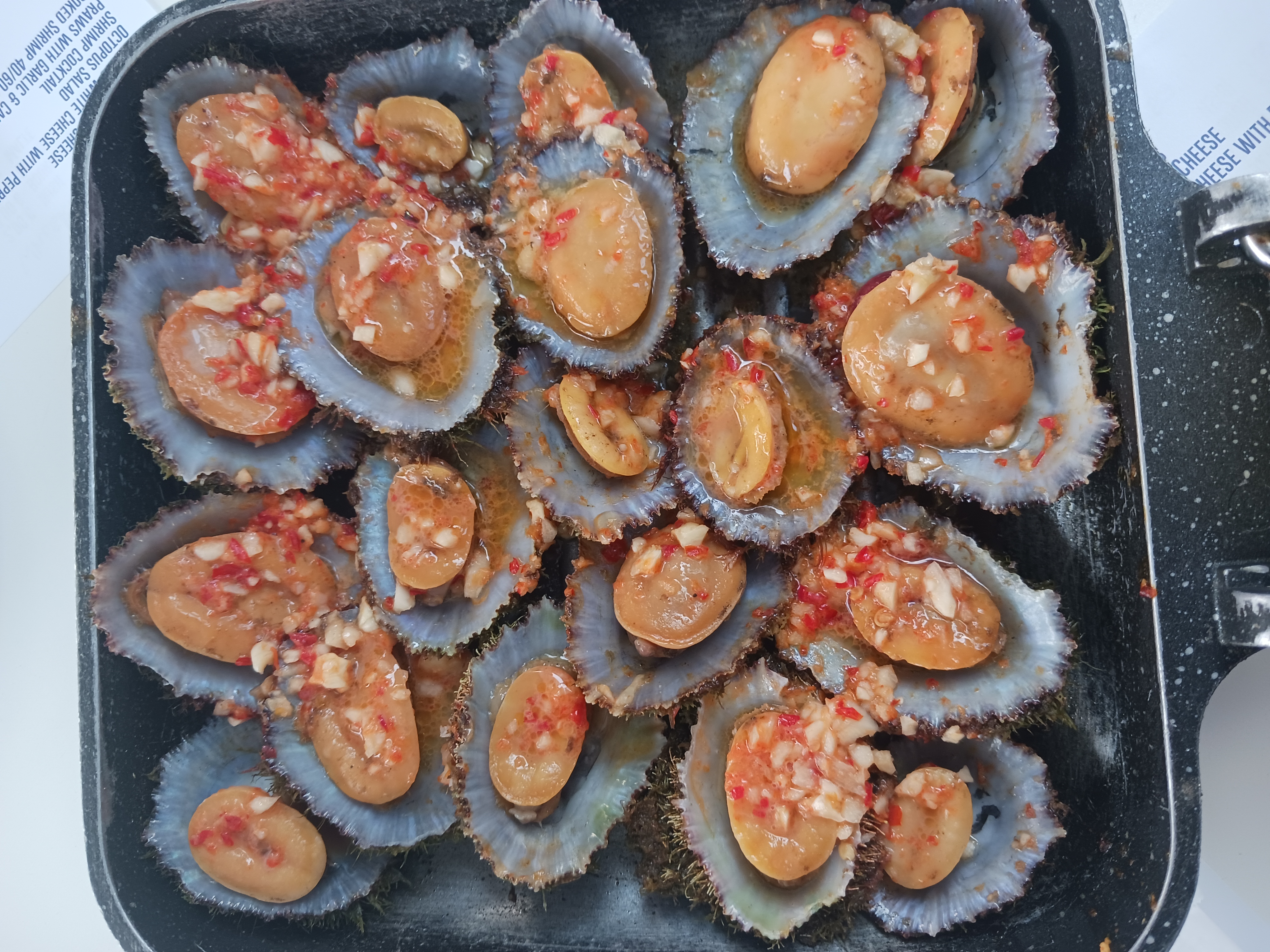 Azores food. Grilled lapas (limpets)