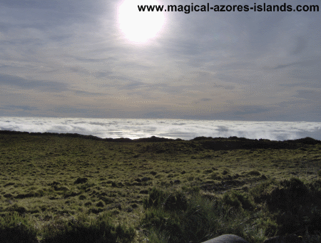 A view above the clouds near Lago do Fogo