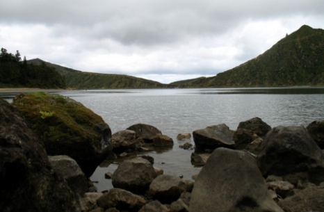 Lagoa do Fogo is a crater lake within the Agua de Pau Massif stratovolcano  in the center of the island of Sao Miguel in the Portuguese archipelago of  Stock Photo - Alamy