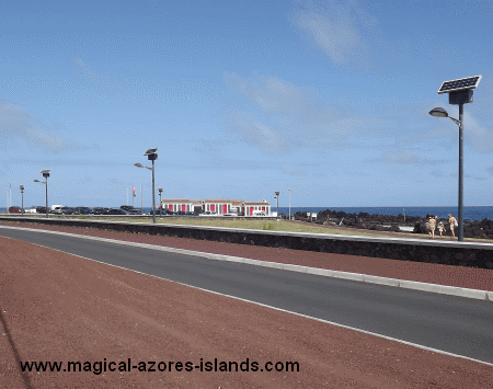 Swimming area and shops