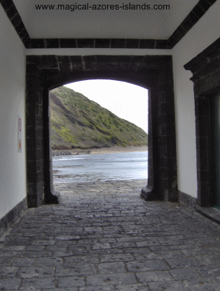 Looking out the old gate to the city in Horta