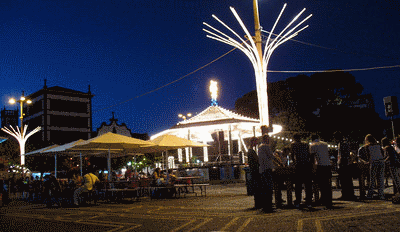 Ponta Delgada square at night