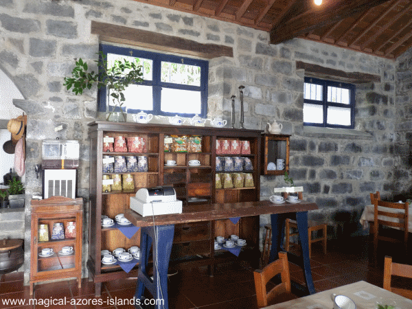 Inside the gift shop at Cha Porto Formoso in Sao Miguel